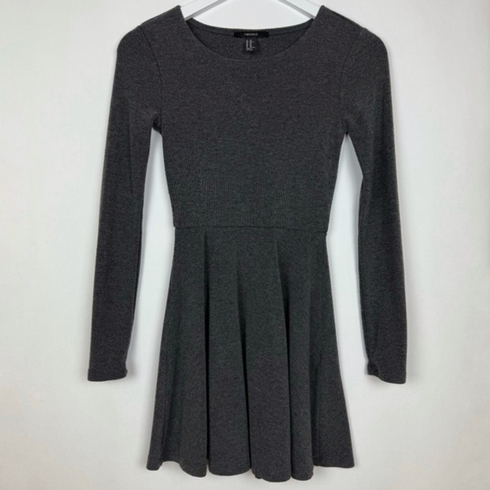 Forever 21 Mini Dress Long Sleeve Dark Charcoal Gray Size XS